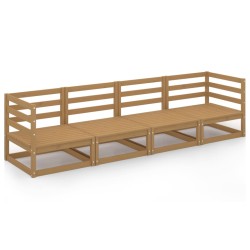 vidaXL Outdoor-Sofa 4-Sitzer Honigbraun Massivholz Kiefer