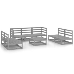vidaXL 8-tlg. Garten-Lounge-Set Grau Massivholz Kiefer
