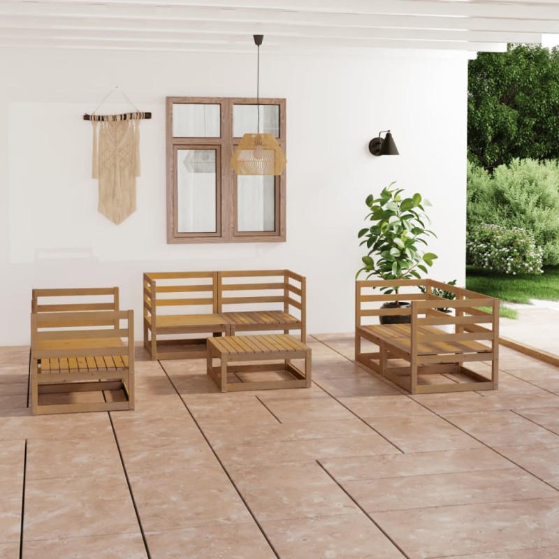 vidaXL 7-tlg. Garten-Lounge-Set Honigbraun Massivholz Kiefer vidaXL 7-tlg. Garten-Lounge-Set Honigbraun Massivholz Kiefer