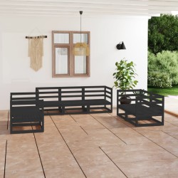 vidaXL 7-tlg. Garten-Lounge-Set Schwarz Massivholz Kiefer 