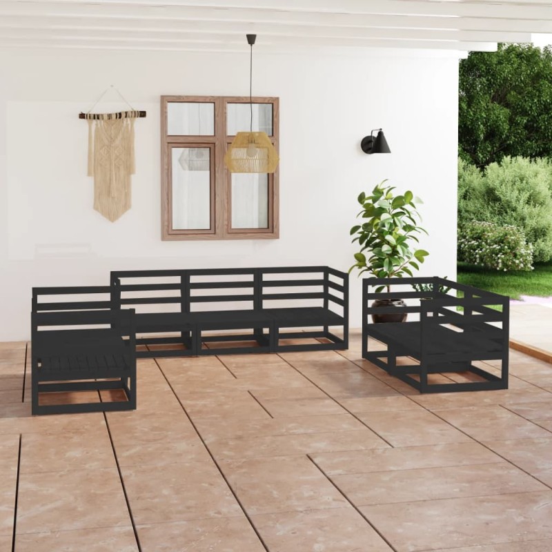vidaXL 7-tlg. Garten-Lounge-Set Schwarz Massivholz Kiefer vidaXL 7-tlg. Garten-Lounge-Set Schwarz Massivholz Kiefer