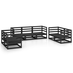 vidaXL 7-tlg. Garten-Lounge-Set Schwarz Massivholz Kiefer 