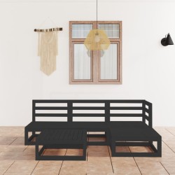 vidaXL 5-tlg. Garten-Lounge-Set Schwarz Massivholz Kiefer