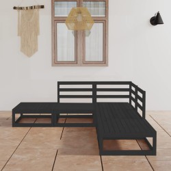 vidaXL 5-tlg. Garten-Lounge-Set Schwarz Massivholz Kiefer