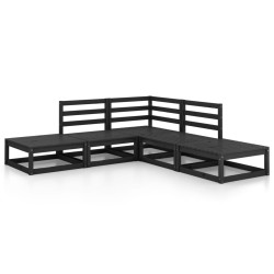 vidaXL 5-tlg. Garten-Lounge-Set Schwarz Massivholz Kiefer