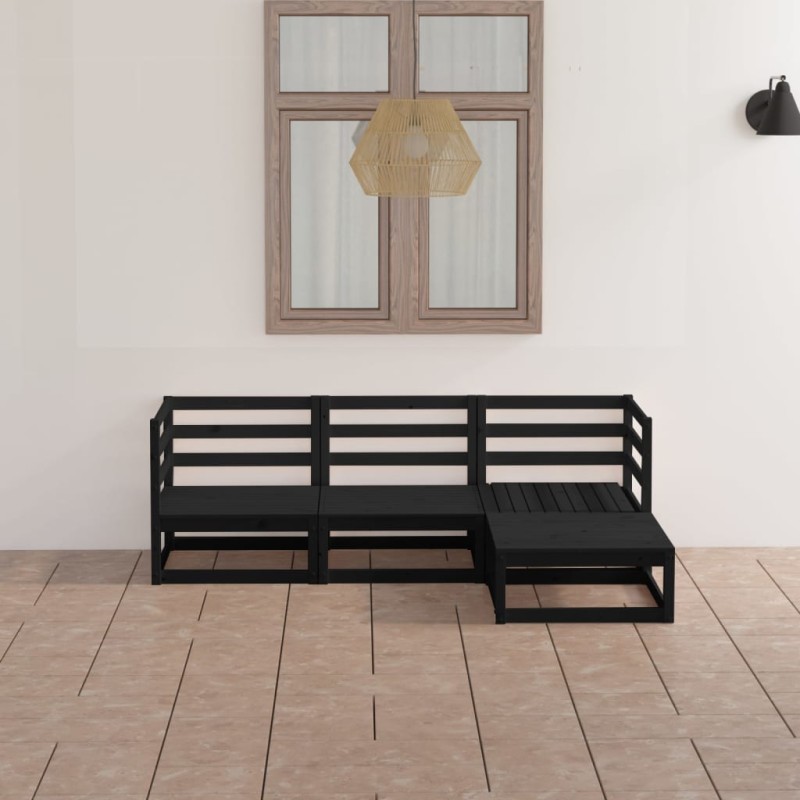 vidaXL 4-tlg. Garten-Lounge-Set Schwarz Massivholz Kiefer vidaXL 4-tlg. Garten-Lounge-Set Schwarz Massivholz Kiefer