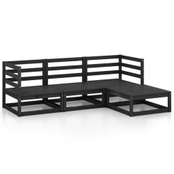 vidaXL 4-tlg. Garten-Lounge-Set Schwarz Massivholz Kiefer