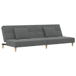 vidaXL Schlafsofa 2-Sitzer mit 2 Kissen Dunkelgrau Stoff