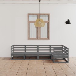 vidaXL 5-tlg. Garten-Lounge-Set Grau Massivholz Kiefer