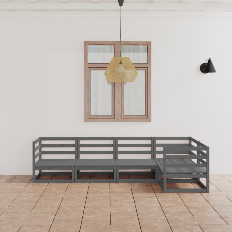 vidaXL 5-tlg. Garten-Lounge-Set Grau Massivholz Kiefer vidaXL 5-tlg. Garten-Lounge-Set Grau Massivholz Kiefer
