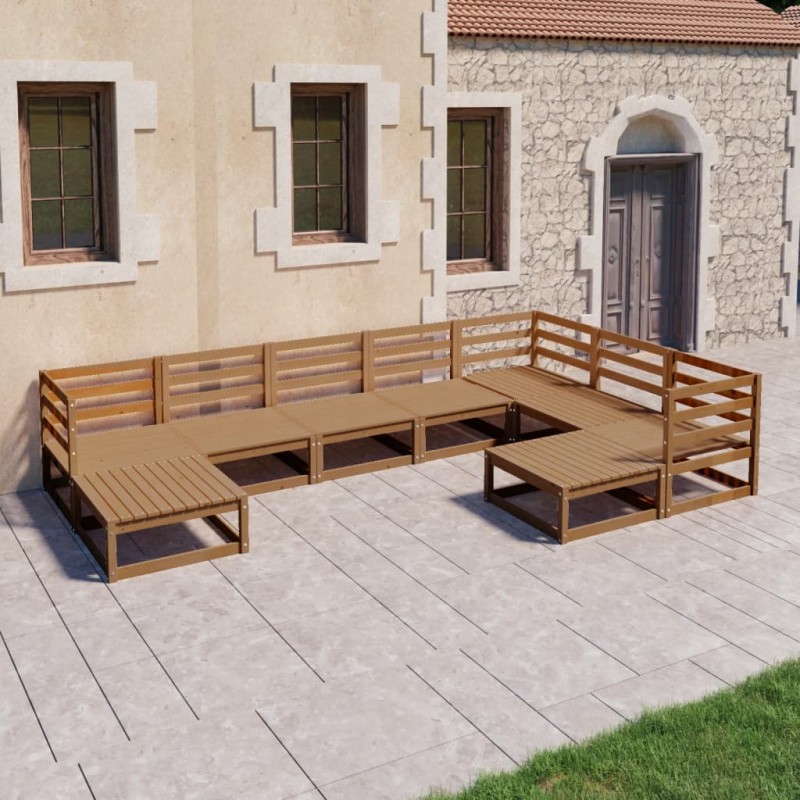 vidaXL 9-tlg. Garten-Lounge-Set Honigbraun Massivholz Kiefer vidaXL 9-tlg. Garten-Lounge-Set Honigbraun Massivholz Kiefer