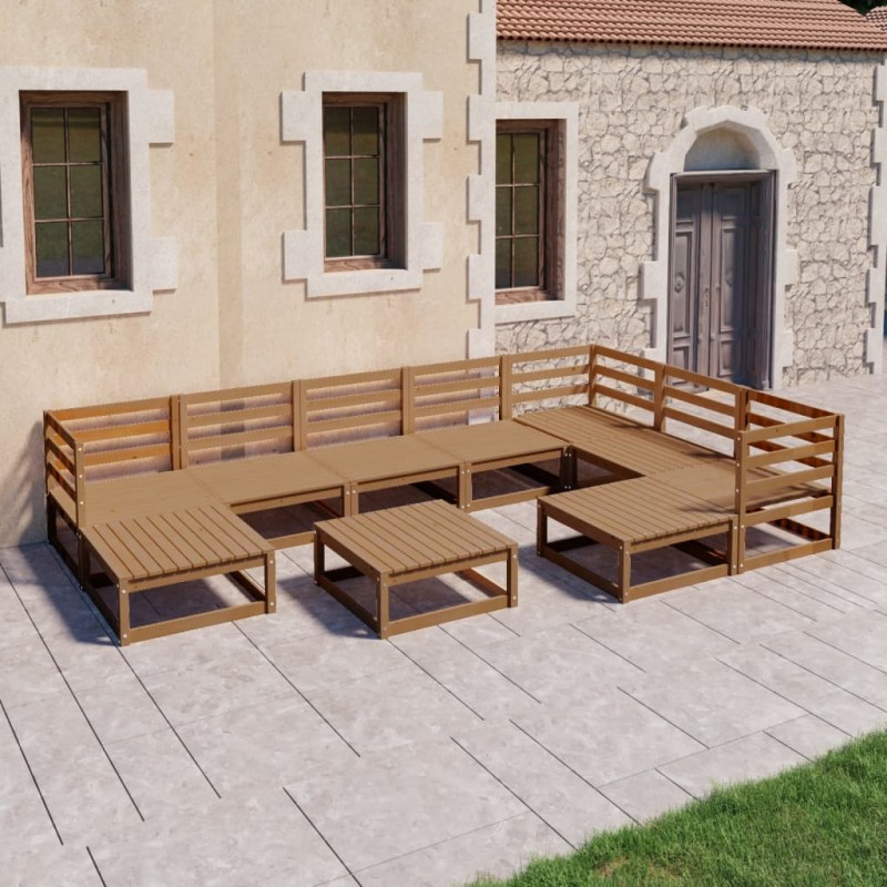 vidaXL 10-tlg. Garten-Lounge-Set Honigbraun Massivholz Kiefer vidaXL 10-tlg. Garten-Lounge-Set Honigbraun Massivholz Kiefer