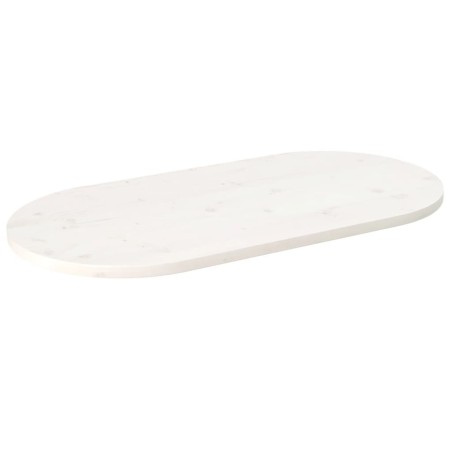 Tischplatte Weiß 110x55x2,5 cm Massivholz Kiefer Oval