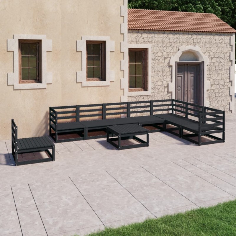 vidaXL 9-tlg. Garten-Lounge-Set Schwarz Massivholz Kiefer vidaXL 9-tlg. Garten-Lounge-Set Schwarz Massivholz Kiefer