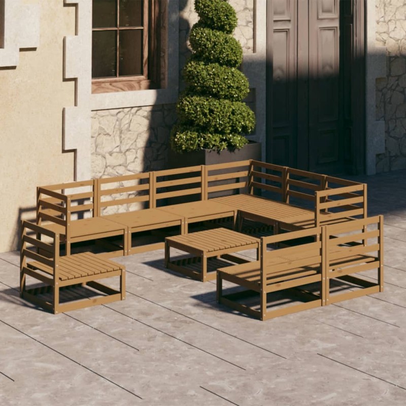 vidaXL 10-tlg. Garten-Lounge-Set Honigbraun Massivholz Kiefer vidaXL 10-tlg. Garten-Lounge-Set Honigbraun Massivholz Kiefer