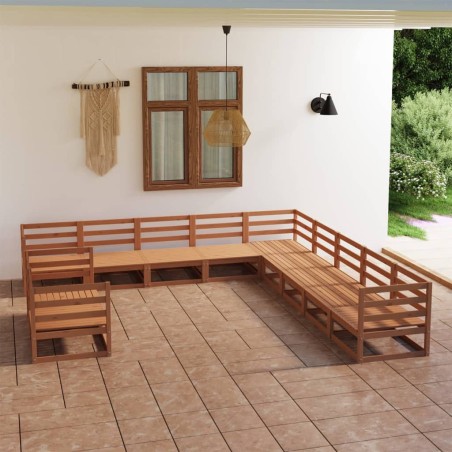 vidaXL 11-tlg. Garten-Lounge-Set Honigbraun Massivholz Kiefer