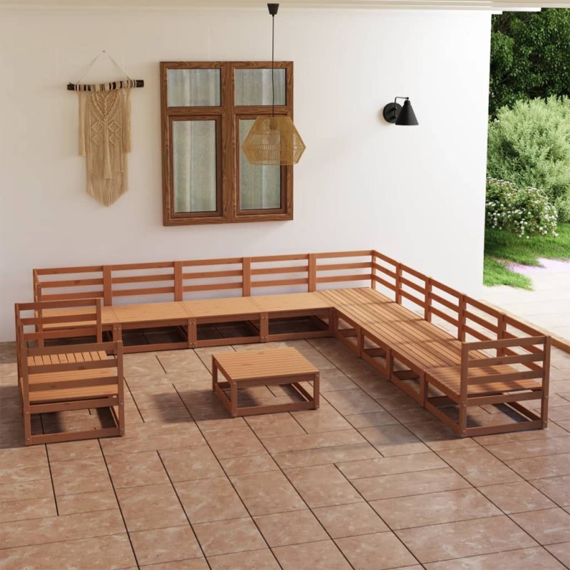 vidaXL 12-tlg. Garten-Lounge-Set Honigbraun Massivholz Kiefer vidaXL 12-tlg. Garten-Lounge-Set Honigbraun Massivholz Kiefer