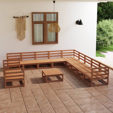 vidaXL 12-tlg. Garten-Lounge-Set Honigbraun Massivholz Kiefer