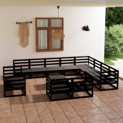 vidaXL 13-tlg. Garten-Lounge-Set Schwarz Massivholz Kiefer