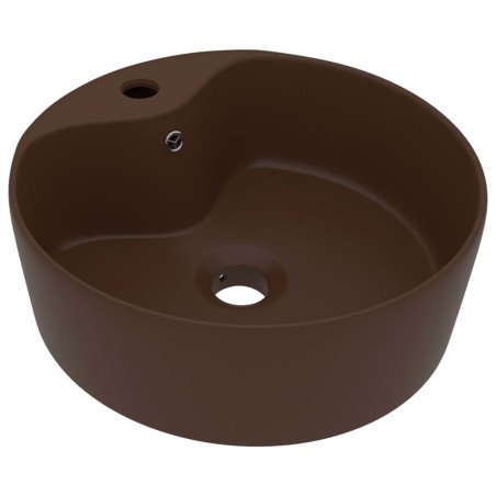 vidaXL Luxus-Waschbecken mit Überlauf Matt Dunkelbraun 36x13cm Keramik