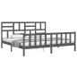 vidaXL Massivholzbett mit Kopfteil Grau 200x200 cm vidaXL Massivholzbett mit Kopfteil Grau 200x200 cm