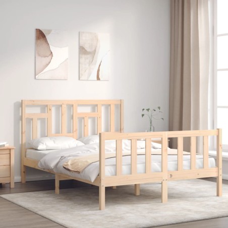 vidaXL Massivholzbett mit Kopfteil 140x190 cm