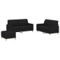 vidaXL 3-tlg. Sofagarnitur mit Kissen Schwarz Stoff vidaXL 3-tlg. Sofagarnitur mit Kissen Schwarz Stoff