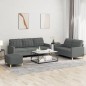 vidaXL 3-tlg. Sofagarnitur mit Kissen Dunkelgrau Stoff vidaXL 3-tlg. Sofagarnitur mit Kissen Dunkelgrau Stoff