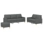 vidaXL 3-tlg. Sofagarnitur mit Kissen Dunkelgrau Stoff vidaXL 3-tlg. Sofagarnitur mit Kissen Dunkelgrau Stoff