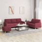 vidaXL 3-tlg. Sofagarnitur mit Kissen Weinrot Stoff vidaXL 3-tlg. Sofagarnitur mit Kissen Weinrot Stoff