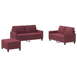vidaXL 3-tlg. Sofagarnitur mit Kissen Weinrot Stoff