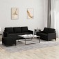 vidaXL 3-tlg. Sofagarnitur mit Kissen Schwarz Stoff vidaXL 3-tlg. Sofagarnitur mit Kissen Schwarz Stoff
