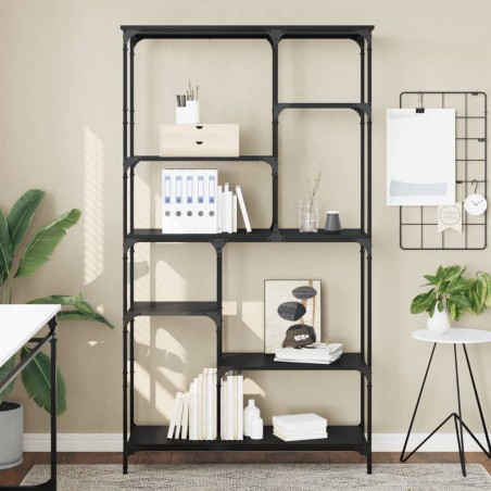 vidaXL Bücherregal Schwarz 99x35,5x176 cm Holzwerkstoff und Stahl