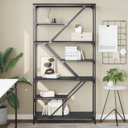 vidaXL Bücherregal Schwarz 91x36x176 cm Holzwerkstoff und Stahl
