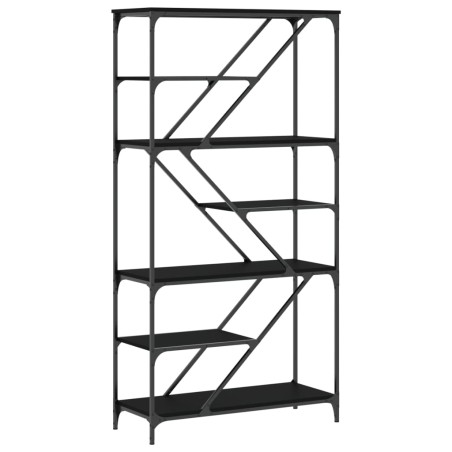 vidaXL Bücherregal Schwarz 91x36x176 cm Holzwerkstoff und Stahl