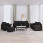 vidaXL 4-tlg. Sofagarnitur mit Kissen Schwarz Stoff vidaXL 4-tlg. Sofagarnitur mit Kissen Schwarz Stoff