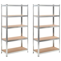vidaXL Lagerregale 2 Stk. Silbern