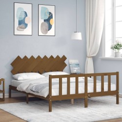 vidaXL Massivholzbett mit Kopfteil Honigbraun 160x200 cm