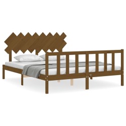 vidaXL Massivholzbett mit Kopfteil Honigbraun 160x200 cm