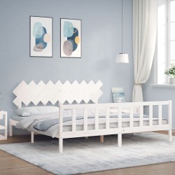 vidaXL Massivholzbett mit Kopfteil Weiß 200x200 cm