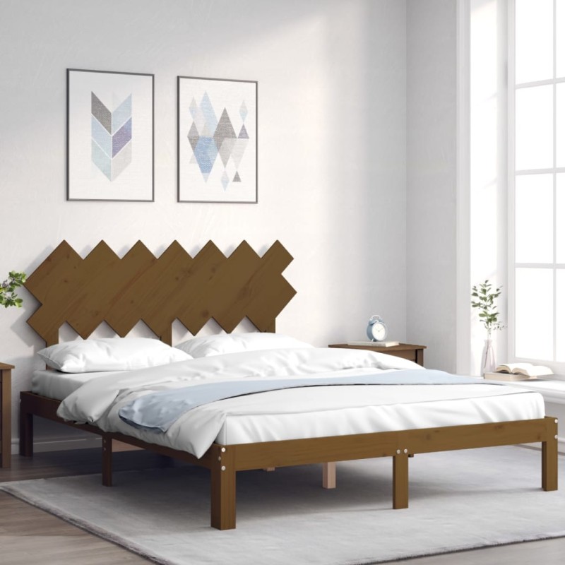 vidaXL Massivholzbett mit Kopfteil Honigbraun 140x200 cm vidaXL Massivholzbett mit Kopfteil Honigbraun 140x200 cm