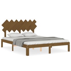 vidaXL Massivholzbett mit Kopfteil Honigbraun 140x200 cm