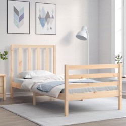 vidaXL Massivholzbett mit Kopfteil 90x200 cm