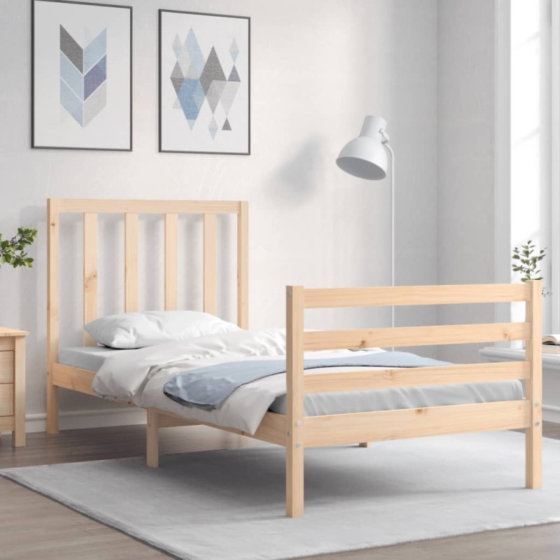 vidaXL Massivholzbett mit Kopfteil 100x200 cm vidaXL Massivholzbett mit Kopfteil 100x200 cm
