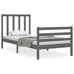 vidaXL Massivholzbett mit Kopfteil Grau 100x200 cm