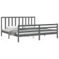 vidaXL Massivholzbett mit Kopfteil Grau 200x200 cm vidaXL Massivholzbett mit Kopfteil Grau 200x200 cm