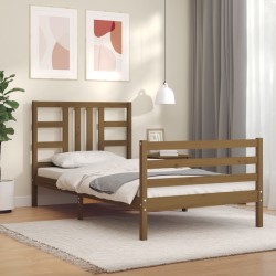 vidaXL Massivholzbett mit Kopfteil Honigbraun 100x200 cm