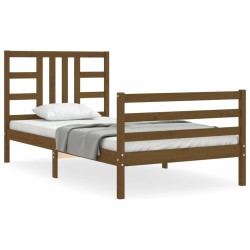 vidaXL Massivholzbett mit Kopfteil Honigbraun 100x200 cm