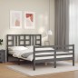 vidaXL Massivholzbett mit Kopfteil Grau 140x200 cm vidaXL Massivholzbett mit Kopfteil Grau 140x200 cm