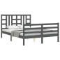 vidaXL Massivholzbett mit Kopfteil Grau 140x200 cm vidaXL Massivholzbett mit Kopfteil Grau 140x200 cm